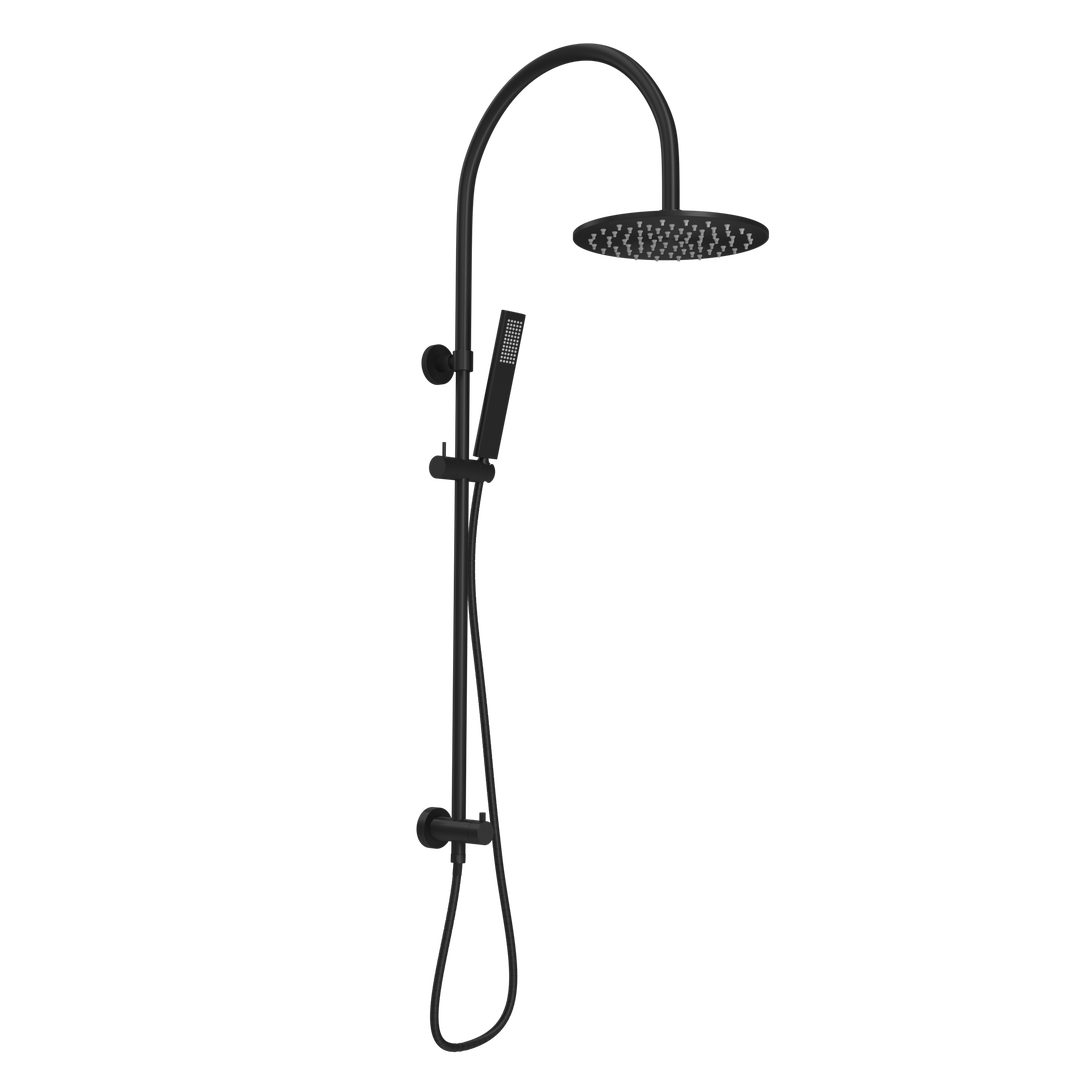 Elysian Gooseneck - Shower Rail Set - Matte Black - ABI Interiors UK