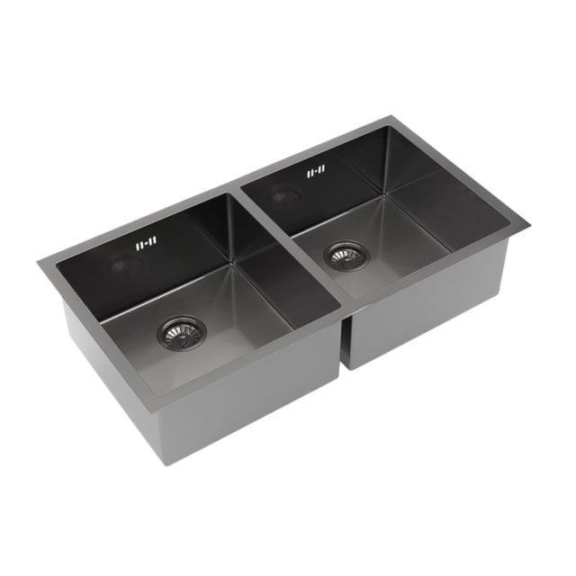 Zalo - Kitchen Sink Double 855mm - Brushed Gunmetal (Racks/Overflow ...